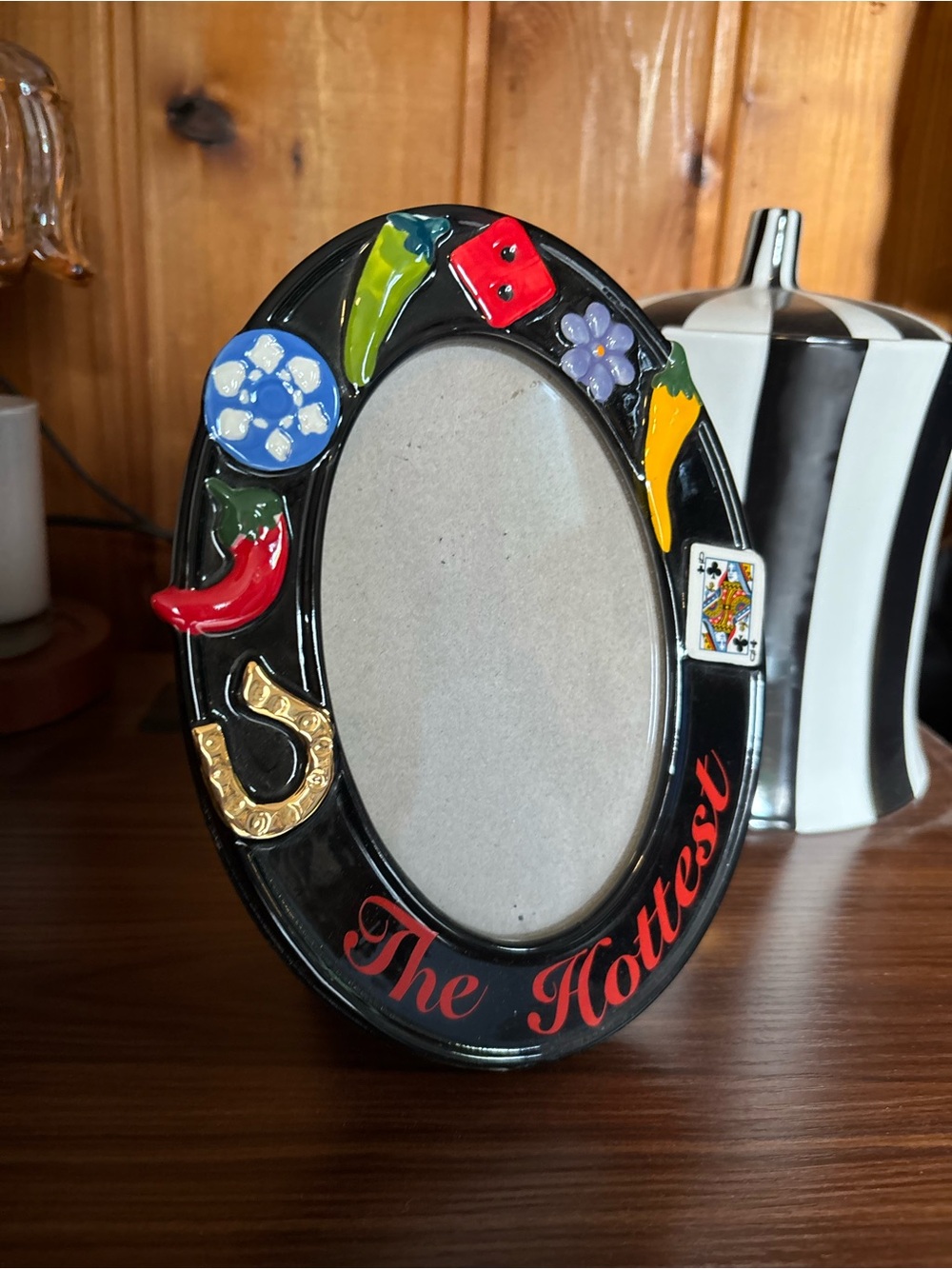 Anthropologie Black Oval Frame with Multicolored Accents